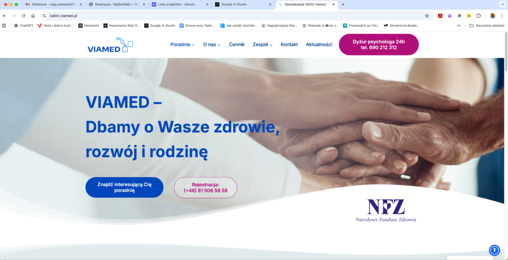 Strona NZOZ Viamed w Lublinie